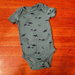 Carters Dinosaur Print Kids One Piece Short Sleeve Onsie - Green